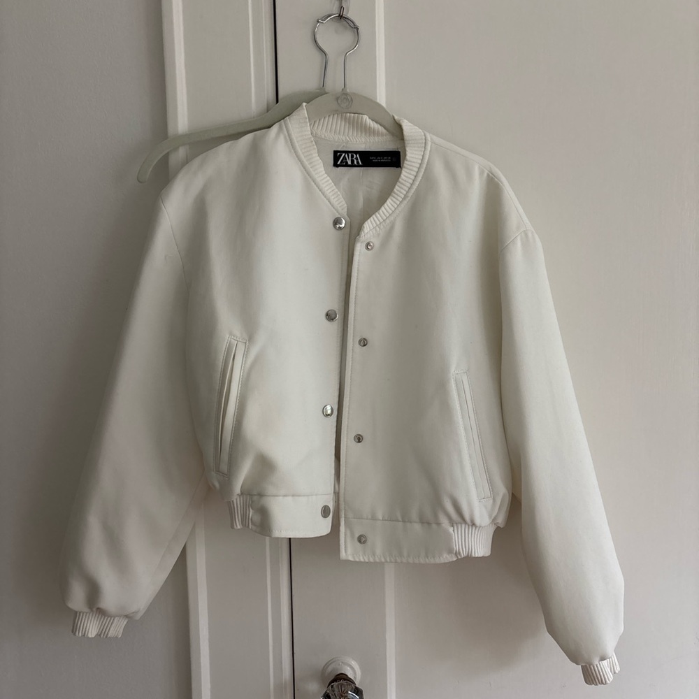 Zara Cream/White Bomber Jacket